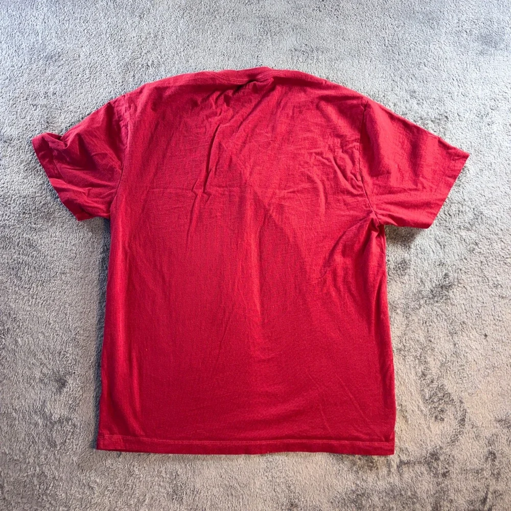 Y2K True Religion Mens Red Buddha Guitar Graphic T-Shirt XL Short Sleeve Cotton
